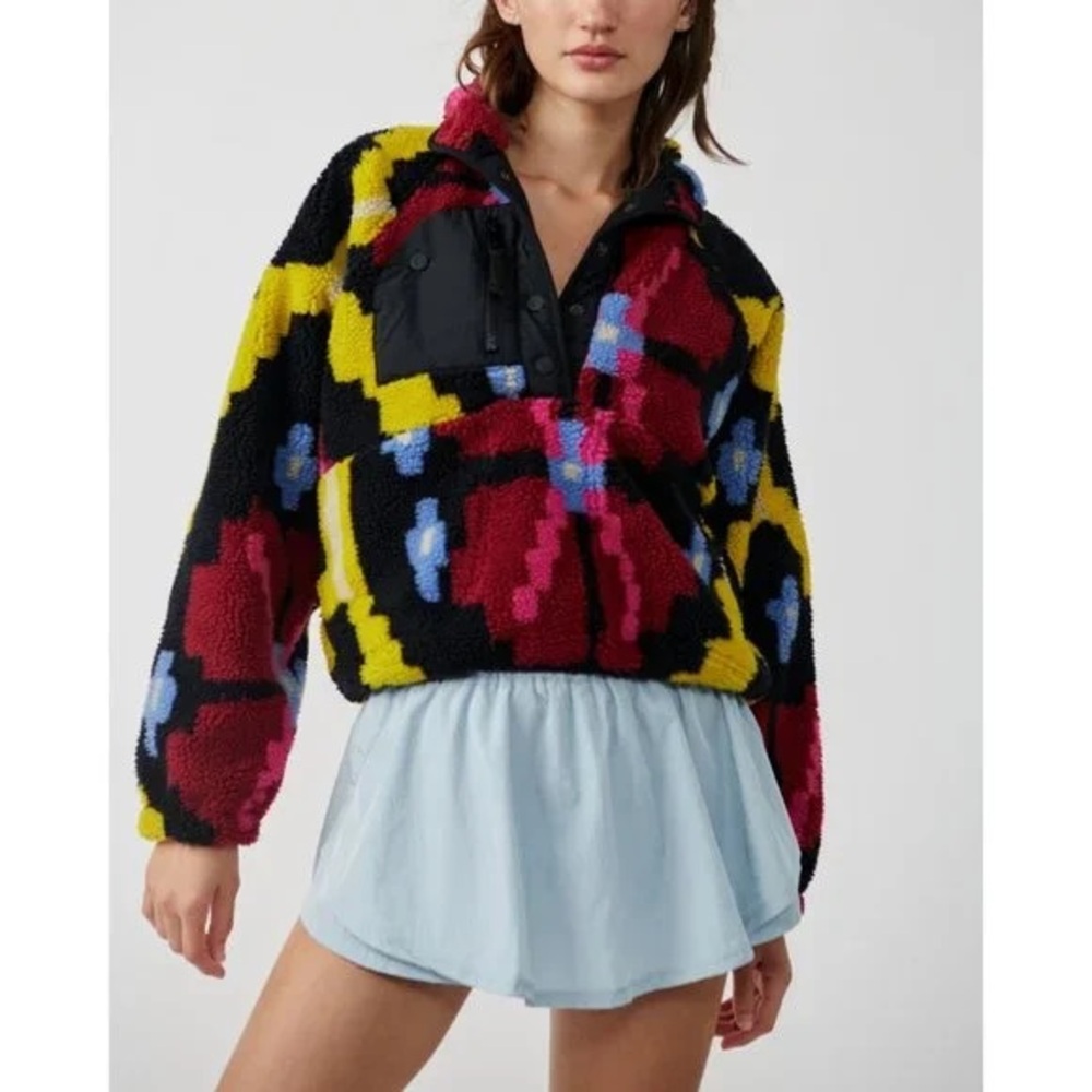 Free People Rocky Ridge Fleece Pullover in Moroccan Night (XL)